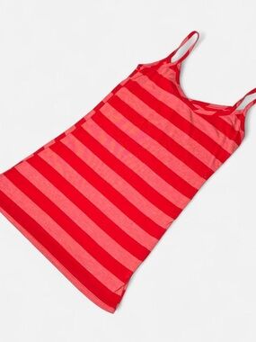 Vintage Y2K Striped Tank Top, Red, Long, Size Small